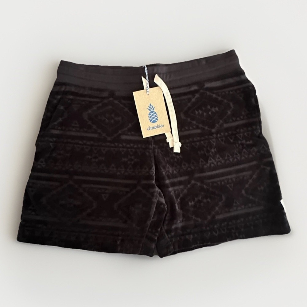 Chubbies Lounge Shorts Mens Medium Black Aztec Fleece 7" Inseam Soft NWT